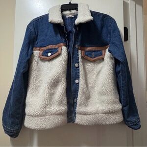 Hem & Thread Sherpa Lined Denim Jacket | Size Small